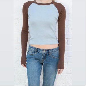 Brandy Melville Women's Brown and Blue T-shirt